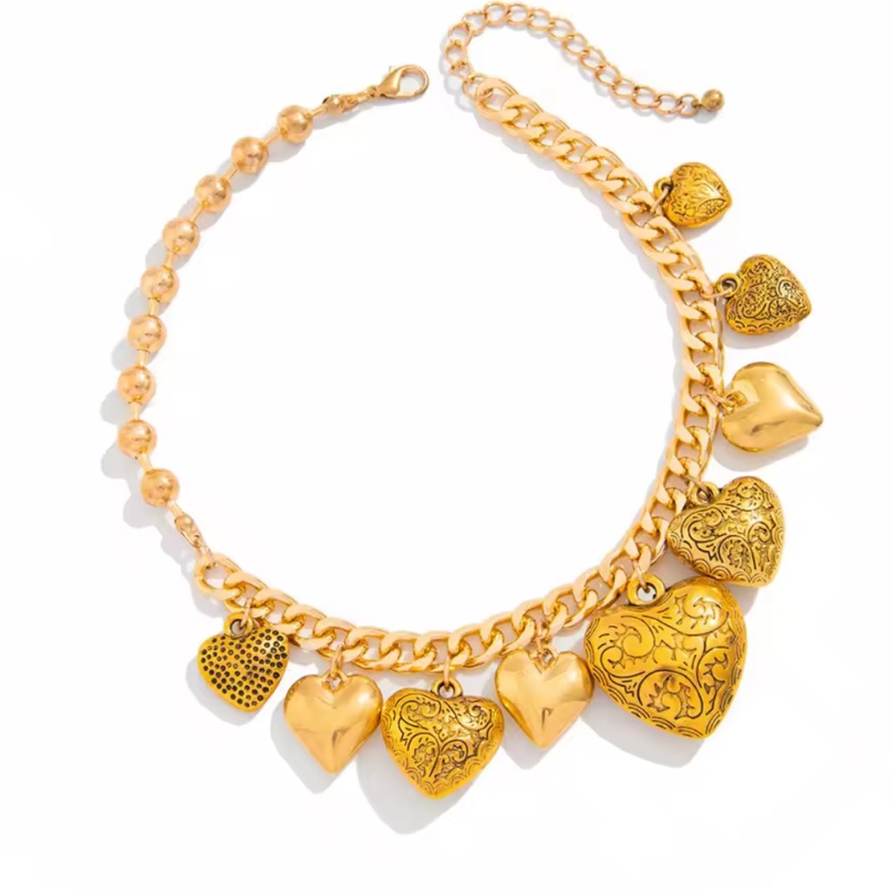 Zara adjustable gold unique Heart Charm Necklace - Picture 5 of 8